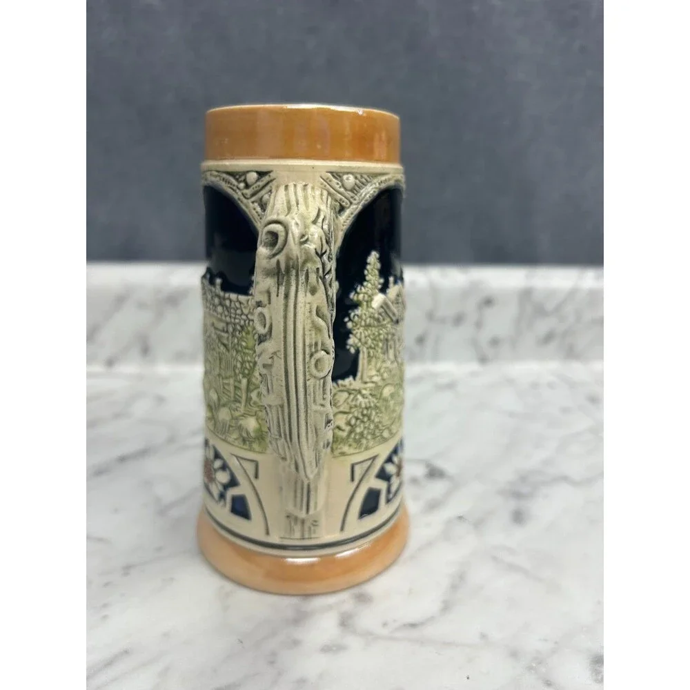 Vintage German Beer Stein Pewter Open Ein Lustig Lied Relief Made In Germany 7